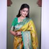 Lime Yellow Soft Paithani Silk Zari Lace Work Saree
