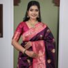 Wine Soft Paithani Silk Zari Lace Work Saree