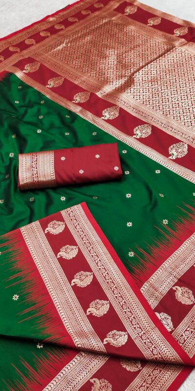 Green Banarasi Silk Zari Lace Work Saree