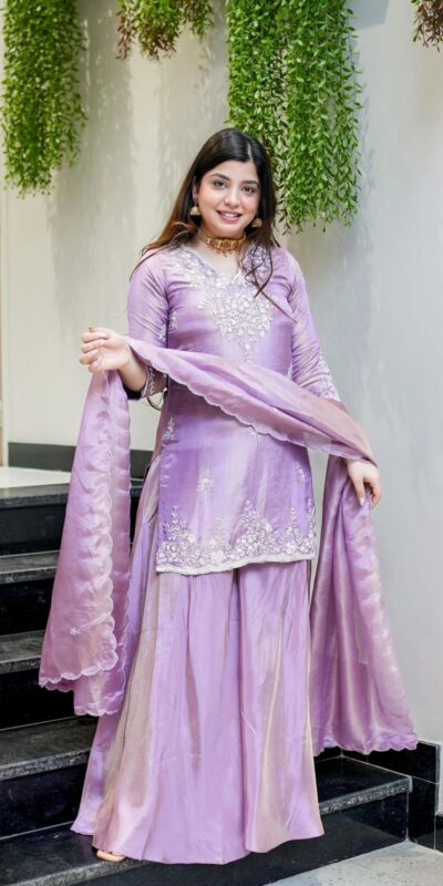 Lavender Fendy Embroidery Work Salwar Suit
