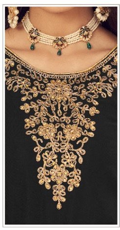 DS 1121 Black Georgette Salwar Suit with Stone Work. Get it for ₹1999. Wedding, Party, Festive, Events, Delivery 4-6 Working Days. Shop now. | Gowns, Bollywood Gowns, Creative Gowns, Designer Gowns, Embroidered Gowns, Party Wear Gowns