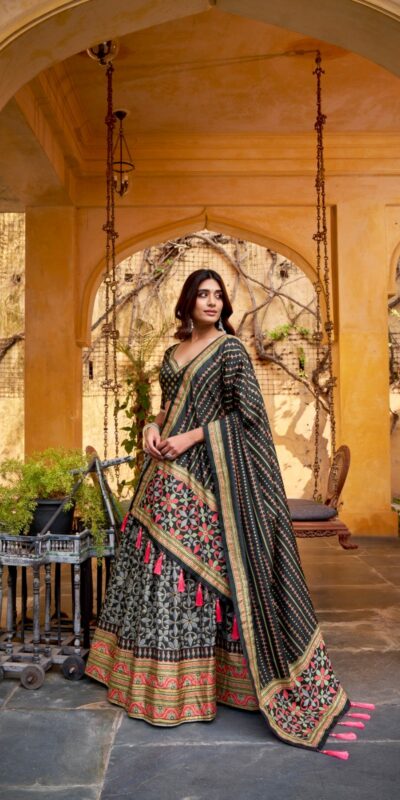 LNB 1201 Black Tasar Silk Lehenga Choli Perfect for Wedding, Party, Traditional Day, Sangeet, Housewarming – . Introductory Price ₹2499. Delivery 4- | Lehenga, Bollywood Lehenga, Creative Lehenga, Designer Lehenga, Embroidered Lehenga, Party Wear Lehenga