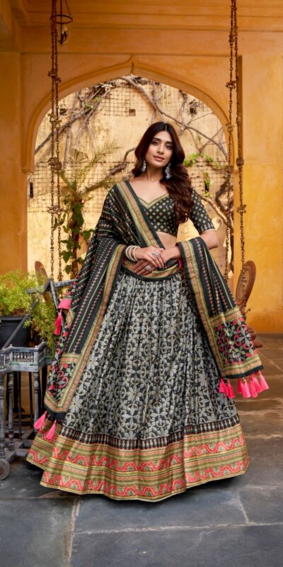 LNB 1201 Black Tasar Silk Lehenga Choli Perfect for Wedding, Party, Traditional Day, Sangeet, Housewarming – . Introductory Price ₹2499. Delivery 4- | Lehenga, Bollywood Lehenga, Creative Lehenga, Designer Lehenga, Embroidered Lehenga, Party Wear Lehenga