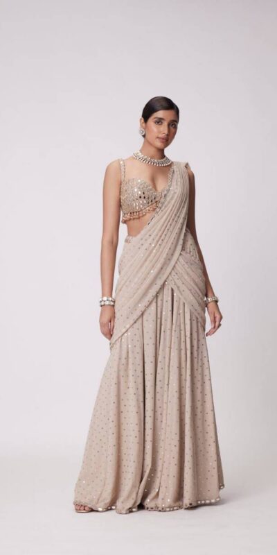 BD 1821 Chiku in Faux Georgette Mirror Work Saree . Wedding, Party, Festive, Events, Grab it for ₹2499. Delivery 4-6 Working Days. Shop now. | Designer Sarees, Sarees, Bollywood Sarees, Creative Sarees, Embroidered Sarees, Ethnic Saree, Modern Digital sarees, Party Wear Sarees