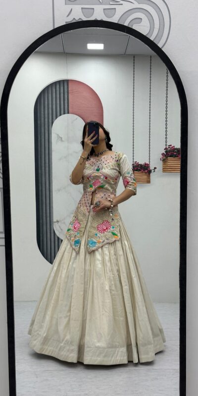 PC 557 Cream Simar Cosmos Lehenga Choli Perfect for Wedding, Party, Lohri, Baby Shower, Housewarming – . Introductory Price ₹2649. Delivery 4-6 Workin | Lehenga, Bollywood Lehenga, Creative Lehenga, Designer Lehenga, Embroidered Lehenga, Party Wear Lehenga
