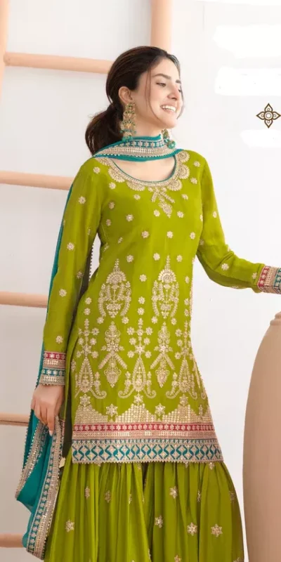 FC 726 Mahendi Chinon Salwar Suit Perfect for Wedding, Party, Ethnic Day, Makar Sankranti, Cultural Events – . Best Price ₹3049. Delivery 4-6 Working | Jump Suits, Salwar suit, Casual Suits, Creative suits, Designer Suits, Palazzo Suits, Party Wear Suits, Patiala Suits, Straight Suits