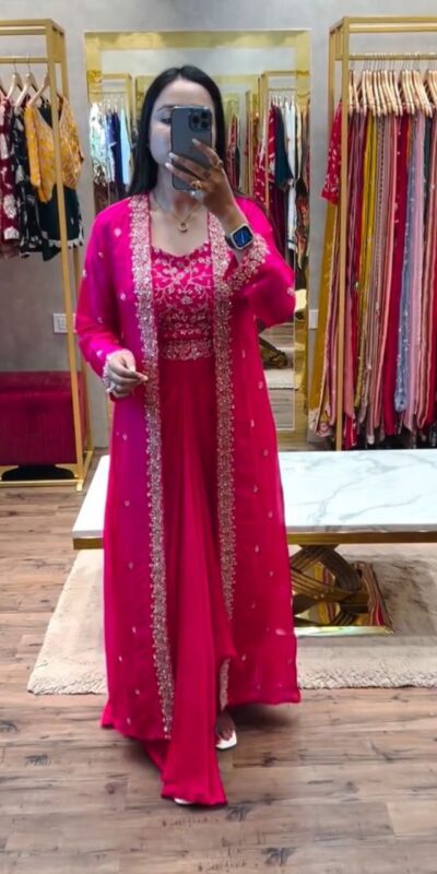 BB 56 Pink Chinon Silk Dhoti Suit with Embroidery Work & Sequins Work. Grab it for ₹1899. Delivery 4-6 Working Days. Shop now. | Jump Suits, Salwar suit, Casual Suits, Creative suits, Designer Suits, Palazzo Suits, Party Wear Suits, Patiala Suits, Straight Suits