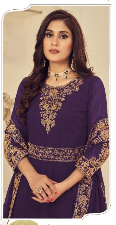 DS 1121 Purple Georgette Salwar Suit with Stone Work. Get it for ₹1999. Wedding, Party, Festive, Events, Delivery 4-6 Working Days. Shop now. | Gowns, Bollywood Gowns, Creative Gowns, Designer Gowns, Embroidered Gowns, Party Wear Gowns