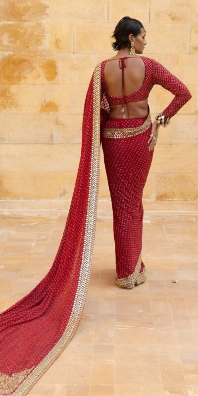 BD 1811 Red in Faux Georgette Mirror Work & Embroidery Work Saree . Exclusive Offer ₹2049. Delivery 4-6 Working Days. Shop now. | Designer Sarees, Sarees, Bollywood Sarees, Creative Sarees, Embroidered Sarees, Ethnic Saree, Modern Digital sarees, Party Wear Sarees