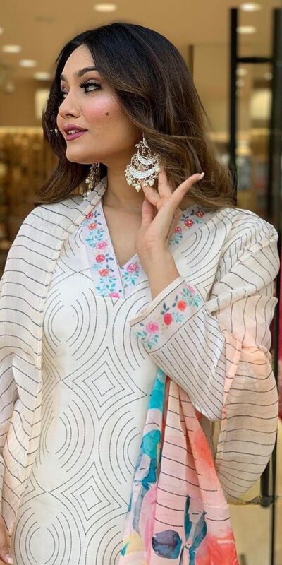 DC G21 White in Maslin Digital Print Salwar Suit . Wedding, Party, Festive, Events, Introductory Price ₹1699. Delivery 4-6 Working Days. Shop now. | Jump Suits, Salwar suit, Casual Suits, Creative suits, Designer Suits, Palazzo Suits, Party Wear Suits, Patiala Suits, Straight Suits