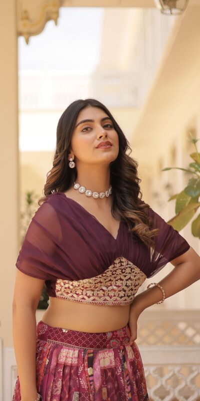 KA 5032 Wine Lehenga Choli Perfect for Wedding, Party, Temple Visit, Anniversary, Haldi – Best Price ₹3149. Delivery 4-6 Working Days. Shop now. | Lehenga, Bollywood Lehenga, Creative Lehenga, Designer Lehenga, Embroidered Lehenga, Party Wear Lehenga