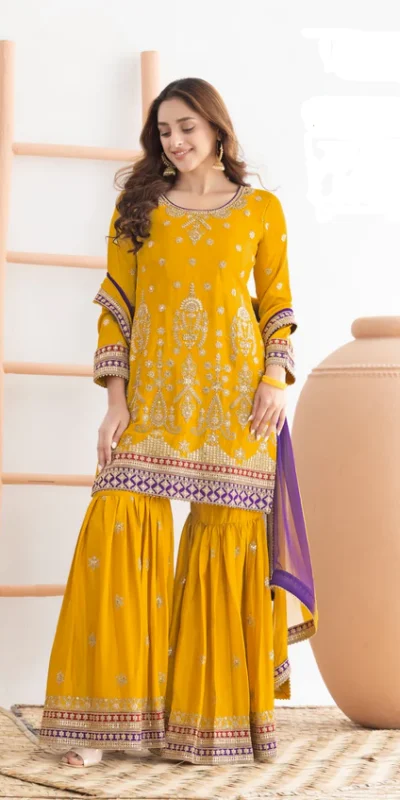 FC 726 Yellow Chinon Salwar Suit Perfect for Wedding, Party, Ethnic Day, Makar Sankranti, Cultural Events – . Best Price ₹3049. Delivery 4-6 Working | Jump Suits, Salwar suit, Casual Suits, Creative suits, Designer Suits, Palazzo Suits, Party Wear Suits, Patiala Suits, Straight Suits