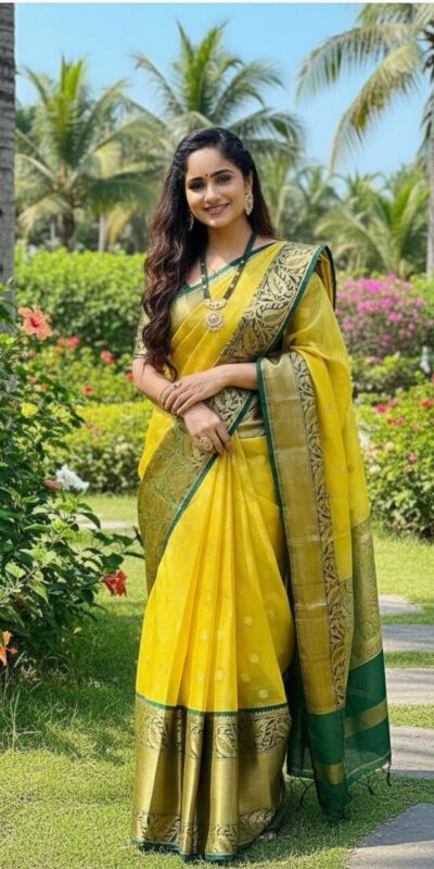KPR 225 Yellow in Soft Lichi Silk Lace Work & Lace Border Saree . Special Price ₹1449. Delivery 4-6 Working Days. Shop now. | Designer Sarees, Sarees, Bollywood Sarees, Creative Sarees, Embroidered Sarees, Ethnic Saree, Modern Digital sarees, Party Wear Sarees