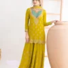 Aglow Green Chinon Embroider Work Salwar Suit