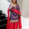 Darling Purple Chinon Silk Embroider Work Salwar Suit