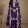 Peaceful Purple Chinon Silk Embroider Work Salwar Suit