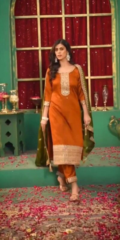 DC 96 Orange Color Chinon Silk Salwar Suit with Embroidery Work. Online Get it for ₹2149. Delivery 4-6 Working Days. Shop now. | Jump Suits, Salwar suit, Casual Suits, Creative suits, Designer Suits, Palazzo Suits, Party Wear Suits, Patiala Suits, Straight Suits
