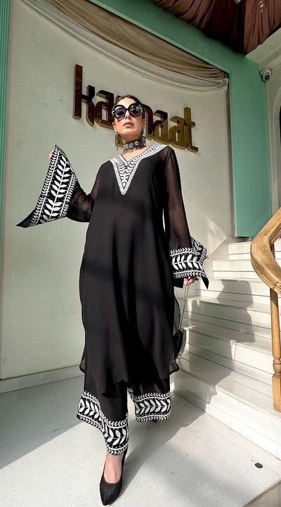 ST 147 Black Color Faux Georgette Salwar Suit with Embroidery Work. Best Price ₹1849. Delivery 4-6 Working Days. Shop now. | Jump Suits, Salwar suit, Casual Suits, Creative suits, Designer Suits, Palazzo Suits, Party Wear Suits, Patiala Suits, Straight Suits