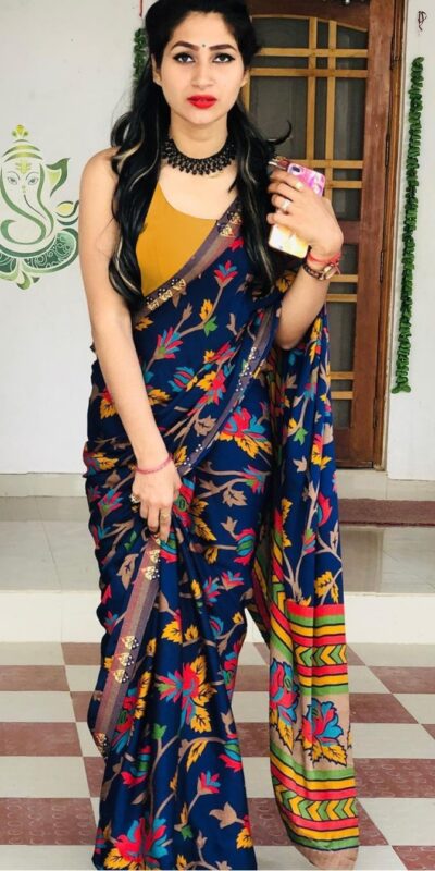 KT 131 Blue Digital Print & Lace Work Saree in Blue Softy Silk. Introductory Price ₹1499. Delivery 4-6 Working Days. Shop now. | Designer Sarees, Sarees, Bollywood Sarees, Creative Sarees, Embroidered Sarees, Ethnic Saree, Modern Digital sarees, Party Wear Sarees