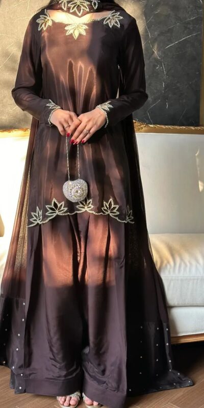 NF 1270 Brown Natural Crep Salwar Suit Brown with Embroidery Work. Exclusive Offer ₹1899. Delivery 4-6 Working Days. Shop now. | Jump Suits, Salwar suit, Casual Suits, Creative suits, Designer Suits, Palazzo Suits, Party Wear Suits, Patiala Suits, Straight Suits