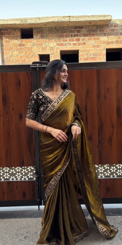 NC 5438 Brown Color Space Silk Saree with Embroidery Work & Zari Work. Best Price ₹2449. Delivery 4-6 Working Days. Shop now. | Designer Sarees, Sarees, Bollywood Sarees, Creative Sarees, Embroidered Sarees, Ethnic Saree, Modern Digital sarees, Party Wear Sarees