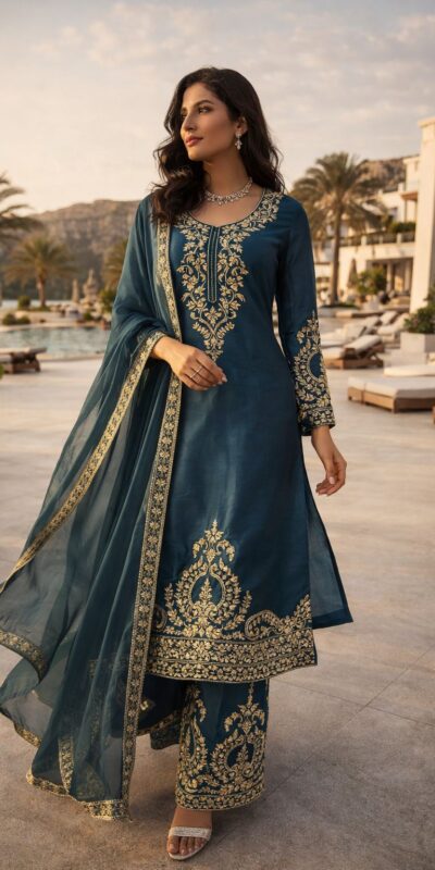 RTC 5983 Teal Blue Zimmy Silk Salwar Suit Perfect for Wedding, Party, Karwa Chauth, Haldi, Eid – . Special Price ₹2099. Delivery 4-6 Working Days. Shop no | Jump Suits, Salwar suit, Casual Suits, Creative suits, Designer Suits, Palazzo Suits, Party Wear Suits, Patiala Suits, Straight Suits
