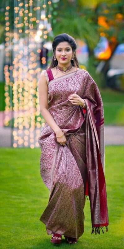 KPR 125 Wine Soft Lichi Silk Saree Perfect for Wedding, Party, Reception, Diwali, Ethnic Day – . Affordable Price ₹1299. Delivery 4-6 Working Days. | Designer Sarees, Modern Digital sarees, Sarees, Bollywood Sarees, Creative Sarees, Embroidered Sarees, Ethnic Saree, Party Wear Sarees
