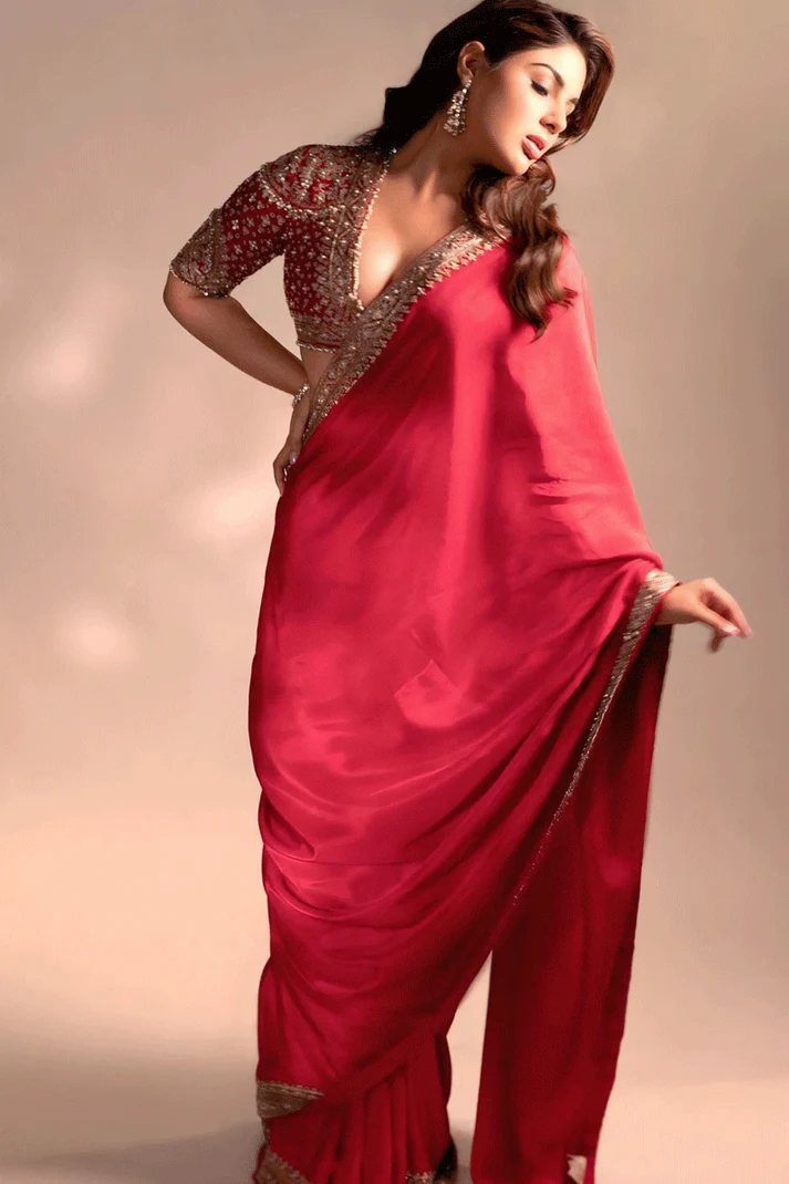 NC 5514 Red Soft Rangoli Silk Saree with Embroidery Work & Lace Work. Special Price ₹1949. Delivery 4-6 Working Days. Shop now. | Designer Sarees, Modern Digital sarees, Sarees, Bollywood Sarees, Creative Sarees, Embroidered Sarees, Ethnic Saree, Party Wear Sarees