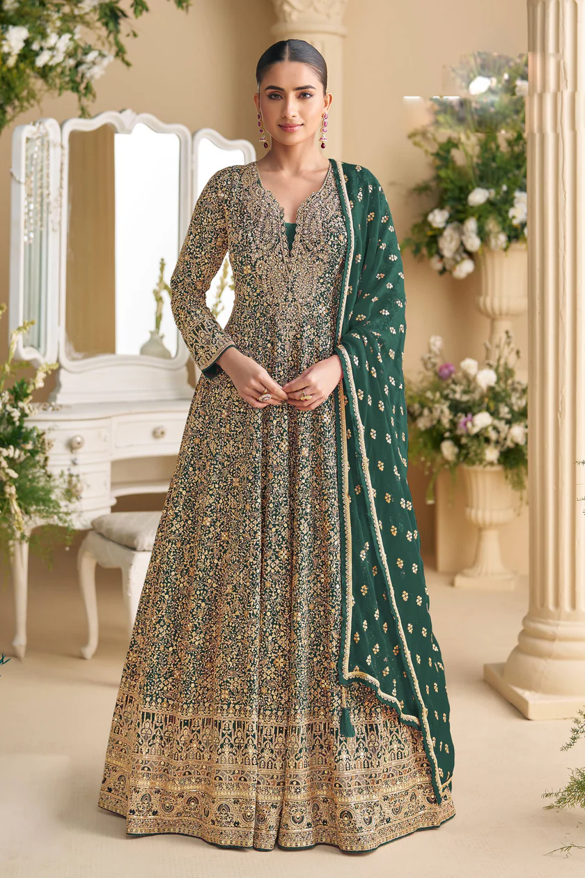 FC 5807 Green Color Georgette Thread Sequence Work Salwar Suit . Introductory Price ₹3649. Delivery 4-6 Working Days. Shop now. | Jump Suits, Salwar suit, Casual Suits, Creative suits, Designer Suits, Palazzo Suits, Party Wear Suits, Patiala Suits, Straight Suits
