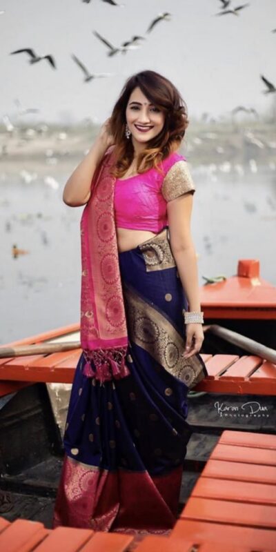 KPR 088 Navy Blue Color Soft Lichi Silk Saree with Lace Border & Lace Work. Best Price ₹1449. Delivery 4-6 Working Days. Shop now. | Designer Sarees, Sarees, Bollywood Sarees, Creative Sarees, Embroidered Sarees, Ethnic Saree, Modern Digital sarees, Party Wear Sarees