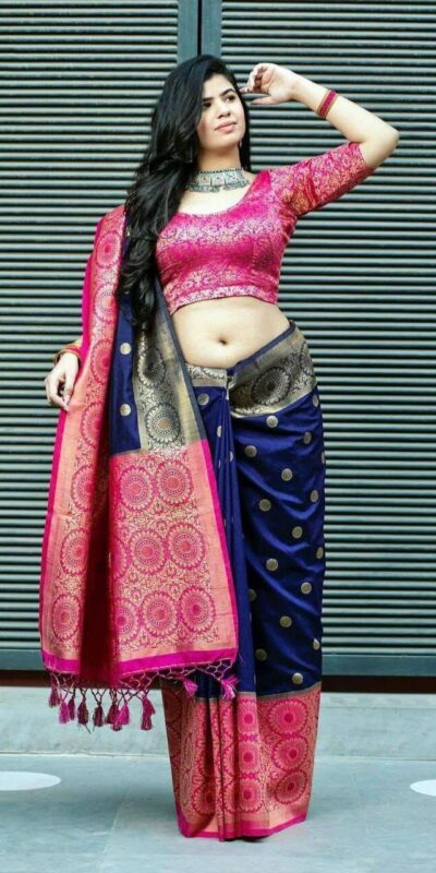 KPR 088 Navy Blue Color Soft Lichi Silk Saree with Lace Border & Lace Work. Best Price ₹1449. Delivery 4-6 Working Days. Shop now. | Designer Sarees, Sarees, Bollywood Sarees, Creative Sarees, Embroidered Sarees, Ethnic Saree, Modern Digital sarees, Party Wear Sarees