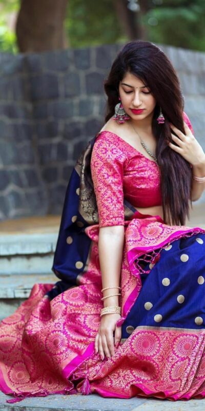 KPR 088 Navy Blue Color Soft Lichi Silk Saree with Lace Border & Lace Work. Best Price ₹1449. Delivery 4-6 Working Days. Shop now. | Designer Sarees, Sarees, Bollywood Sarees, Creative Sarees, Embroidered Sarees, Ethnic Saree, Modern Digital sarees, Party Wear Sarees