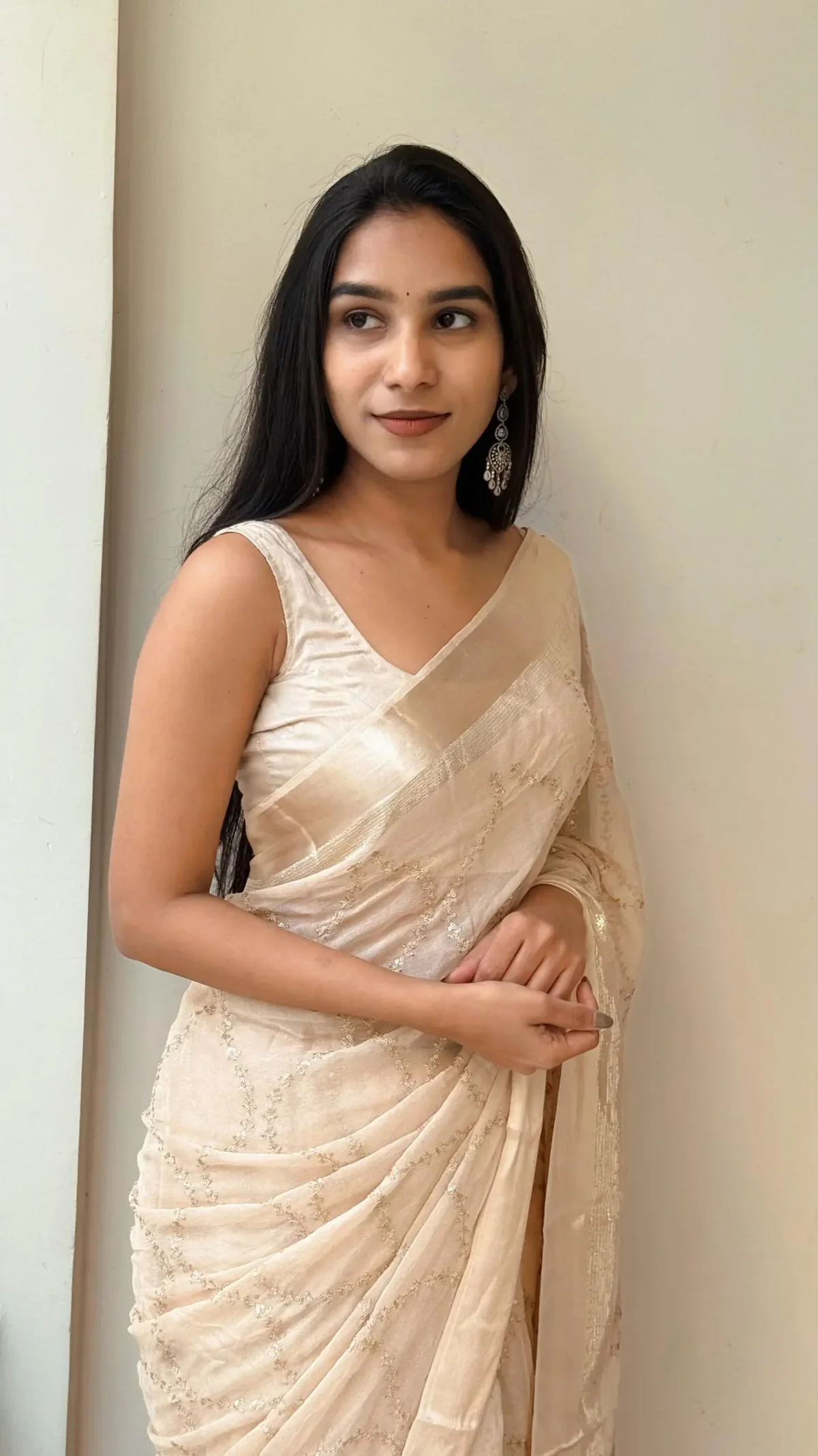 MS 505 Off White Viscose Satin Saree with Sequins Work & Embroidery Work. Special Price ₹1599. Delivery 4-6 Working Days. Shop now. | Creative Sarees, Sarees, Bollywood Sarees, Designer Sarees, Embroidered Sarees, Ethnic Saree, Modern Digital sarees, Party Wear Sarees