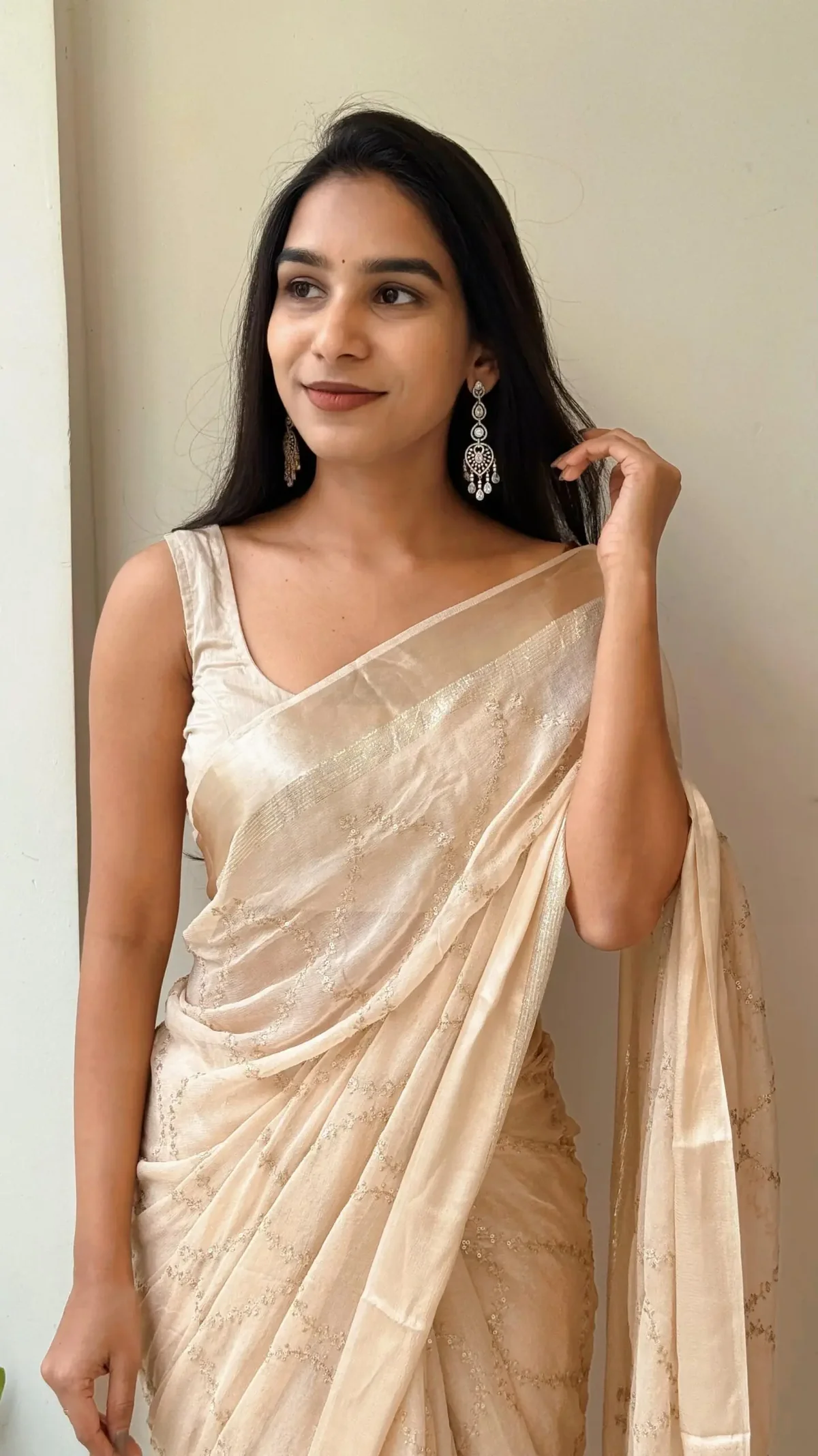 MS 505 Off White Viscose Satin Saree with Sequins Work & Embroidery Work. Special Price ₹1599. Delivery 4-6 Working Days. Shop now. | Creative Sarees, Sarees, Bollywood Sarees, Designer Sarees, Embroidered Sarees, Ethnic Saree, Modern Digital sarees, Party Wear Sarees