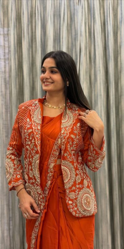 ST 1147 Orange in Rangoli Silk. Lace Work & Embroidery Work Saree Special Price ₹2099. Delivery 4-6 Working Days. Shop now. | Designer Sarees, Sarees, Bollywood Sarees, Creative Sarees, Embroidered Sarees, Ethnic Saree, Modern Digital sarees, Party Wear Sarees