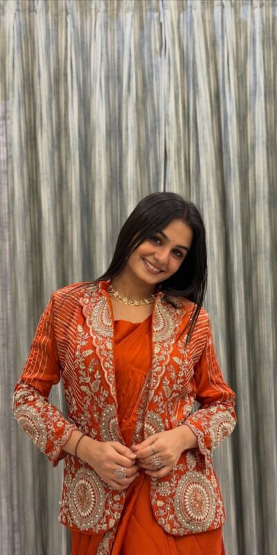 ST 1147 Orange in Rangoli Silk. Lace Work & Embroidery Work Saree Special Price ₹2099. Delivery 4-6 Working Days. Shop now. | Designer Sarees, Sarees, Bollywood Sarees, Creative Sarees, Embroidered Sarees, Ethnic Saree, Modern Digital sarees, Party Wear Sarees