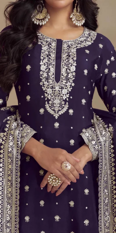 FC 7466 Navy Blue Chinon Silk Salwar Suit with Embroidery Work & Lace Work. Affordable Price ₹2599. Delivery 4-6 Working Days. Shop now. | Jump Suits, Salwar suit, Casual Suits, Creative suits, Designer Suits, Palazzo Suits, Party Wear Suits, Patiala Suits, Straight Suits