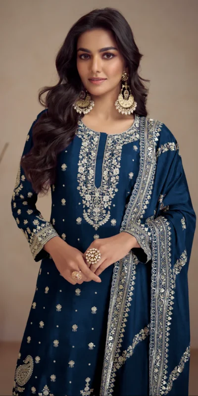 FC 7466 Teal Chinon Silk Salwar Suit with Embroidery Work & Lace Work. Affordable Price ₹2599. Delivery 4-6 Working Days. Shop now. | Jump Suits, Salwar suit, Casual Suits, Creative suits, Designer Suits, Palazzo Suits, Party Wear Suits, Patiala Suits, Straight Suits