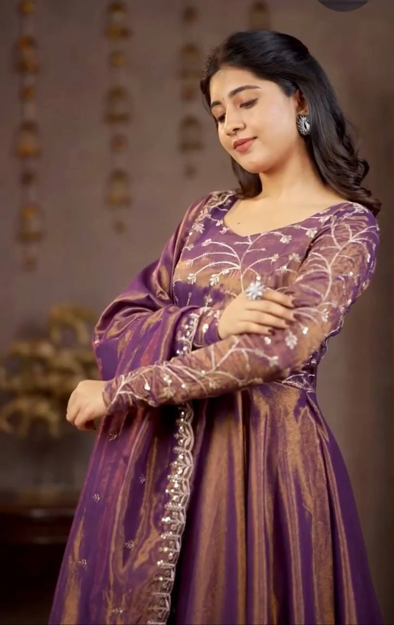 MD 3078 Purple Color Cosmos Silk Anarkali Suit with Embroidery Work. Now at just ₹2399. Delivery 4-6 Working Days. Shop now. | Anarkali Suits, Bollywood Anarkali, Creative-Anarkali, Designer Anarkali, Embroidered Anarkali, Party Wear Anarkali