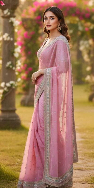 SC 1018 Pink Soft Organza Silk Saree with Lace Work & Embroidery Work. Festive Deal ₹2099. Delivery 4-6 Working Days. Shop now. | Designer Sarees, Sarees, Bollywood Sarees, Creative Sarees, Embroidered Sarees, Ethnic Saree, Modern Digital sarees, Party Wear Sarees