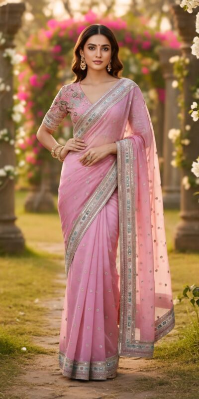 SC 1018 Pink Soft Organza Silk Saree with Lace Work & Embroidery Work. Festive Deal ₹2099. Delivery 4-6 Working Days. Shop now. | Designer Sarees, Sarees, Bollywood Sarees, Creative Sarees, Embroidered Sarees, Ethnic Saree, Modern Digital sarees, Party Wear Sarees