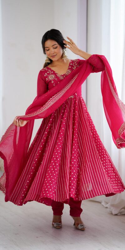 SRK 5293 Pink With Crunchy Silk With Fully Flair with Lace Work & Embroidery Work Anarkali Gown . Introductory Price ₹2149. Delivery 4-6 Worki | Gowns, Bollywood Gowns, Creative Gowns, Designer Gowns, Embroidered Gowns, Party Wear Gowns