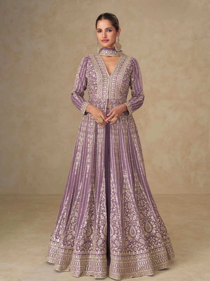 FC 10355 Purple Chinon Silk Salwar Suit with Embroidery Work & Lace Work. Affordable Price ₹3699. Delivery 4-6 Working Days. Shop now. | Jump Suits, Salwar suit, Casual Suits, Creative suits, Designer Suits, Palazzo Suits, Party Wear Suits, Patiala Suits, Straight Suits