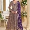 Purple Georgette Thread Sequence Work Salwar Suit