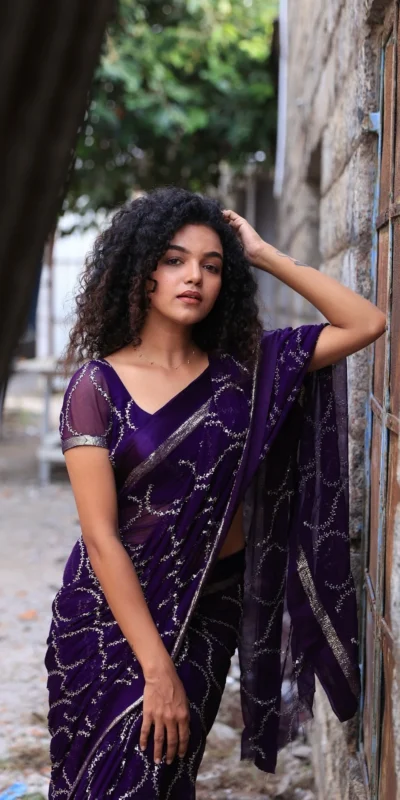 MS 505 Purple Viscose Satin Saree with Sequins Work & Embroidery Work. Special Price ₹1599. Delivery 4-6 Working Days. Shop now. | Designer Sarees, Sarees, Bollywood Sarees, Creative Sarees, Embroidered Sarees, Ethnic Saree, Modern Digital sarees, Party Wear Sarees