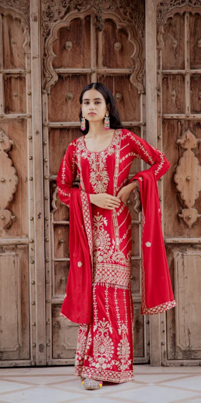 KD 1528 Red Printed Chinon Salwar Suit with Lace Work & Mirror Work. Affordable Price ₹2599. Delivery 4-6 Working Days. Shop now. | Jump Suits, Salwar suit, Casual Suits, Creative suits, Designer Suits, Palazzo Suits, Party Wear Suits, Patiala Suits, Straight Suits