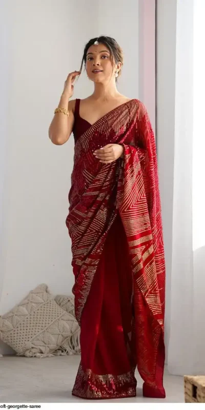 JR 626 Red Georgette Saree Perfect for Wedding, Party, Eid, Anniversary, Diwali – . Special Price ₹1799. Delivery 4-6 Working Days. Shop now. | Designer Sarees, Sarees, Bollywood Sarees, Creative Sarees, Embroidered Sarees, Ethnic Saree, Modern Digital sarees, Party Wear Sarees