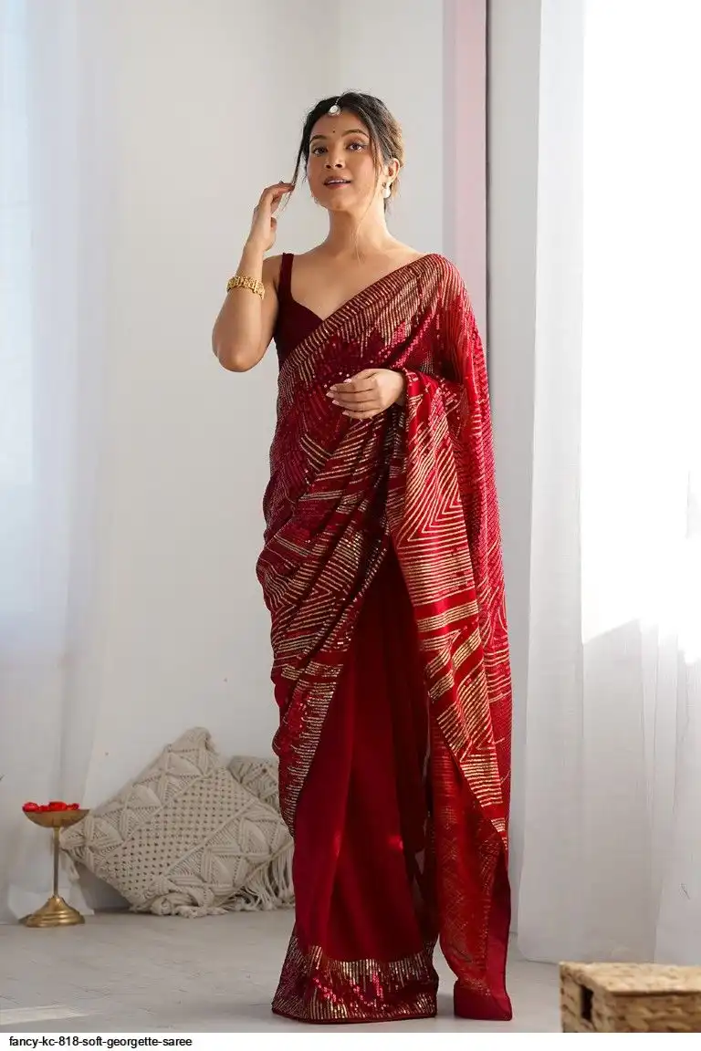 JR 626 Red Georgette Saree Perfect for Wedding, Party, Eid, Anniversary, Diwali – . Special Price ₹1799. Delivery 4-6 Working Days. Shop now. | Designer Sarees, Sarees, Bollywood Sarees, Creative Sarees, Embroidered Sarees, Ethnic Saree, Modern Digital sarees, Party Wear Sarees