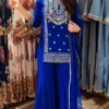 Royal Blue Faux Georgette Intricate Thread Work Salwar Suit