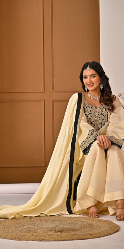 MD 3079 Cream Color Roman Silk Salwar Suit with Embroidery Work. Available at ₹2499 only. Delivery 4-6 Working Days. Shop now. | Jump Suits, Salwar suit, Casual Suits, Creative suits, Designer Suits, Palazzo Suits, Party Wear Suits, Patiala Suits, Straight Suits